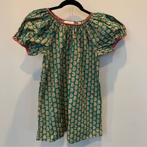 Doen Kids Dress in Green and Orange Floral
